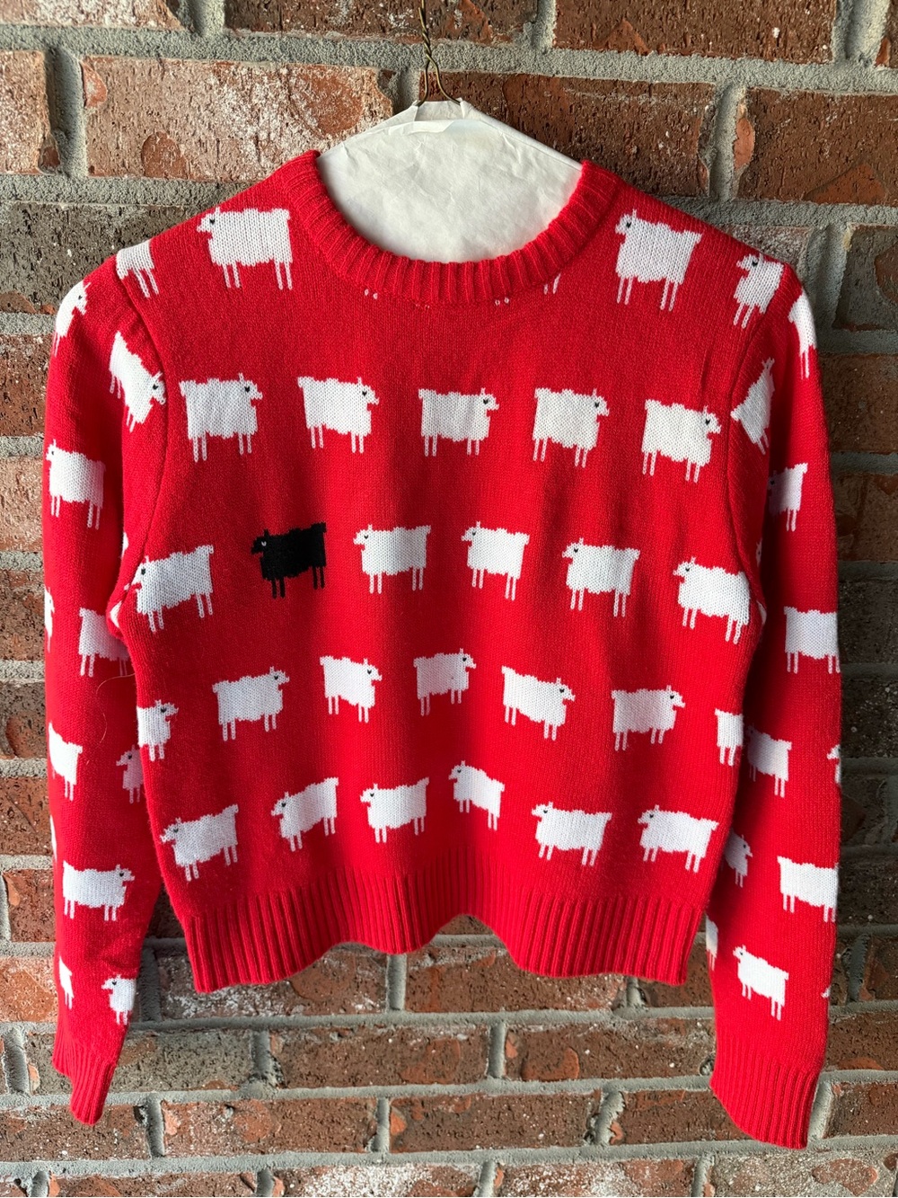 Red Sheep Pattern Women's Sweater